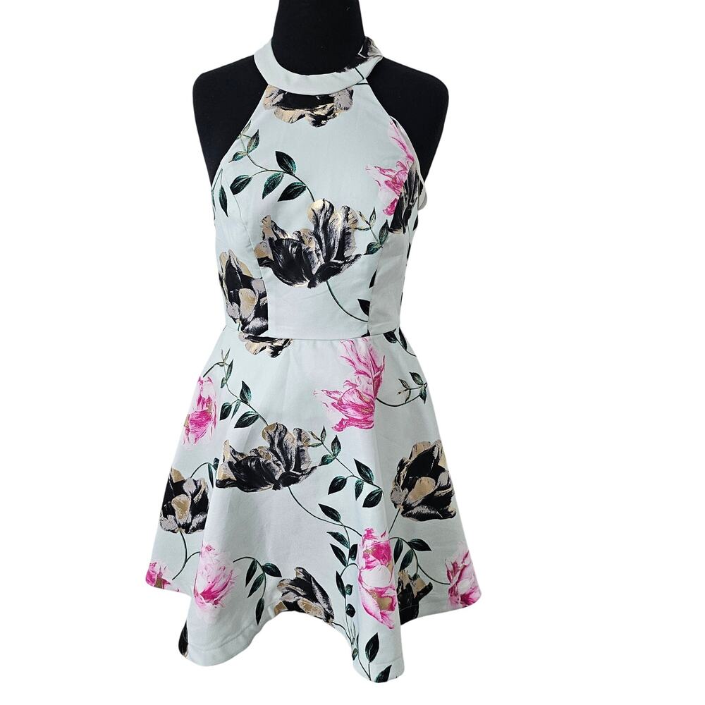 B. darlin party cocktail floral dress halter sleeveless sz 7/8